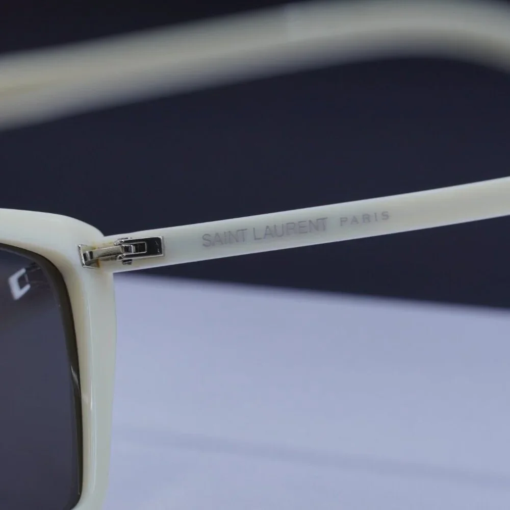 Saint Laurent SL737 MICA THIN 005 Cat Eye Sunglasses - Ivory / Black